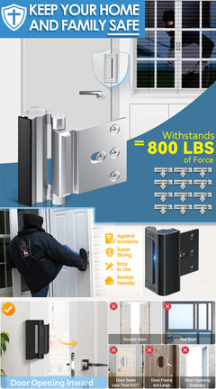 New Home Security Door Lock Aluminum Alloy Anti-theft Door Lock Childproof Door Reinforcement Lock with 3 Inch Stop
