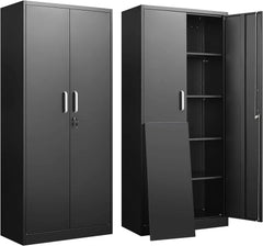 Metal Storage Cabinet with Adjustable Shelves, Garage Storage Cabinets with Doors and Shelves, File Cabinets for Home Office, Ki