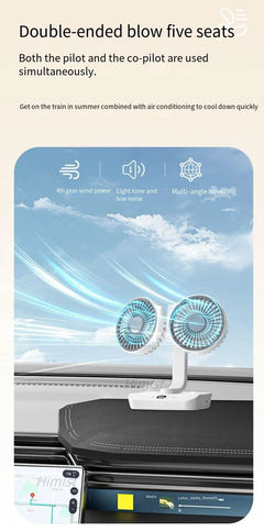 Double Head Desktop Oscillating Fan USB Rechargeable 4000mAh Battery Powered Portable Automatic Rotating Table Fan 4 Gear Wind