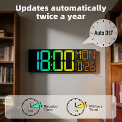18-Inch RGB LED Wall Clock with Remote, Timer, Temperature & Date