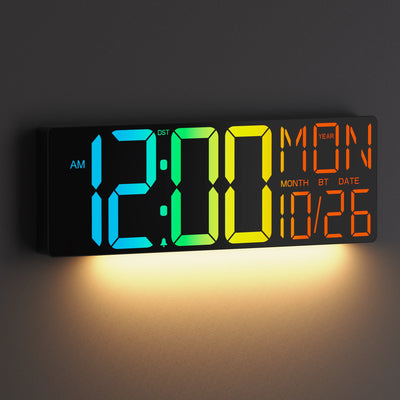 18-Inch RGB LED Wall Clock with Remote, Timer, Temperature & Date