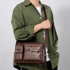 Men's business single-shoulder bag, suitable for business trips. Multiple pockets and a crossbody stra