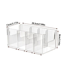 Clear Kitchen Storage Box with Detachable Dividers, Pantry Organizer Bin for Snacks Seasoning Packets, Cabinet Caddy Holder