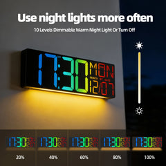 18-Inch RGB LED Wall Clock with Remote, Timer, Temperature & Date