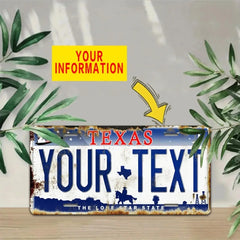 Custom Texas License Plate Aluminum Sign 6x12 Inch Personalized Garage