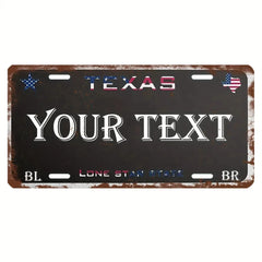 Custom Texas License Plate Aluminum Sign 6x12 Inch Personalized Garage