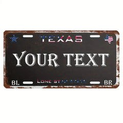 Custom Texas License Plate Aluminum Sign 6x12 Inch Personalized Garage