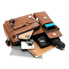 Men's business single-shoulder bag, suitable for business trips. Multiple pockets and a crossbody stra
