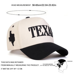 Unisex TEXAS Letter Embroidery Baseball Caps Spring Autumn Outdoor