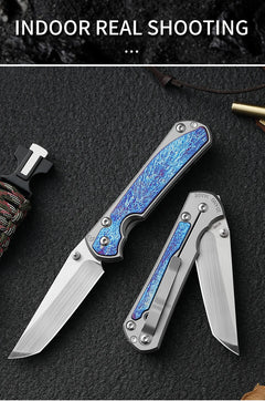 High Quality M390 Steel Folding Pocket Knife, Men's EDC Pocket Knife, Titanium, Outdoor Hiking Hunting, Camping Knife