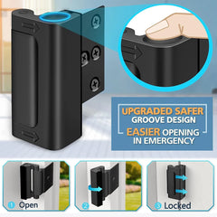 Door Reinforcement Lock – Aluminum Alloy, Anti-Theft, Childproof, 3-Inch Stop