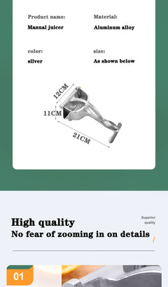 Manual Citrus Juicer Hand Orange Squeezer Lemon Fruit Juicer Press Machine Potato Masher and Ricer Manual Juicer