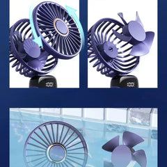 Portable Handheld Rechargeable Fan – LED Display, 5 Speeds, 90° Adjustable, Aromatherapy