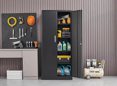 Metal Storage Cabinet with Adjustable Shelves, Garage Storage Cabinets with Doors and Shelves, File Cabinets for Home Office, Ki