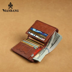 Manbang Men's Wallets RFID Leather Trifold Wallets For Men with ID Window and Credit Card Holder high quality
