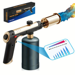 A powerful propane torch with a one-maximum flame function, a safety lock