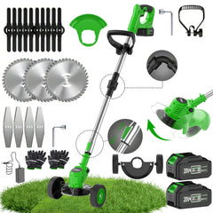 3-in-1 Cordless Weed Trimmer & Lawn Mower | Electric Edger & Bush Cutter, Adjustable Height, 2 Batteries