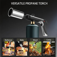 A powerful propane torch with a one-maximum flame function, a safety lock
