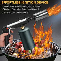 A powerful propane torch with a one-maximum flame function, a safety lock
