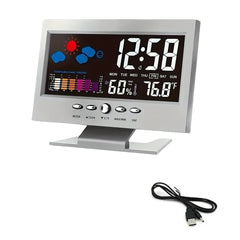 Voice Control Backlight Digital Weather Clock with Date, Temperature & Humidity