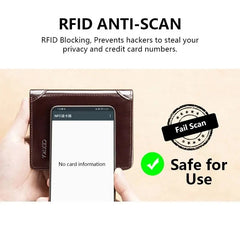 Men's RFID Blocking Genuine Leather Trifold Wallet — Coffee & Black