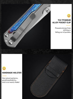 High Quality M390 Steel Folding Pocket Knife, Men's EDC Pocket Knife, Titanium, Outdoor Hiking Hunting, Camping Knife