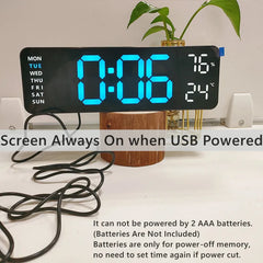 9-Inch Digital Wall Clock with Temperature & Humidity