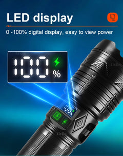 99000000LM 1500W Ultra Powerful Flashlights Rechargeable LED Tactical Torch Super Bright Lamp Outdoor Adventure Fishing Camping