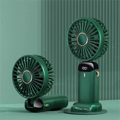Portable Handheld Rechargeable Fan – LED Display, 5 Speeds, 90° Adjustable, Aromatherapy