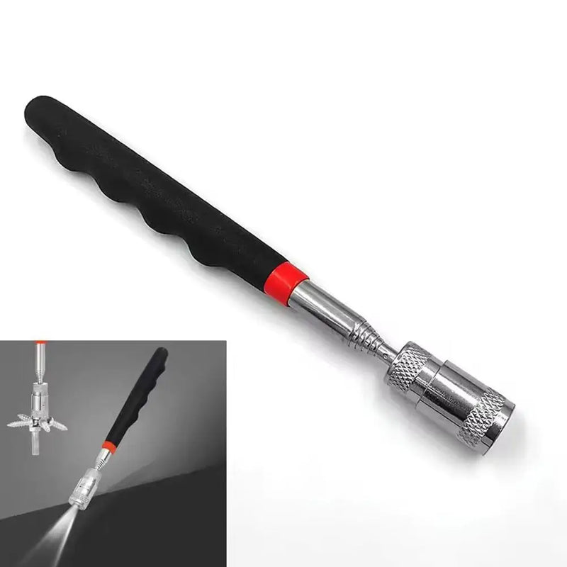 Multi-tool with black handle and silver head on a white background