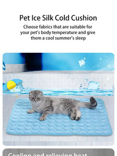 Pet Cooling Mat for Cats & Dogs – Ice Silk Summer Pad