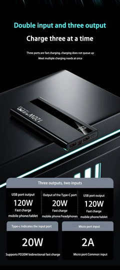 500000mAh Power Bank 120W Fast Charging Large Capacity Power Bank PD 20W Suitable For All Mobile Phones Long Endurance