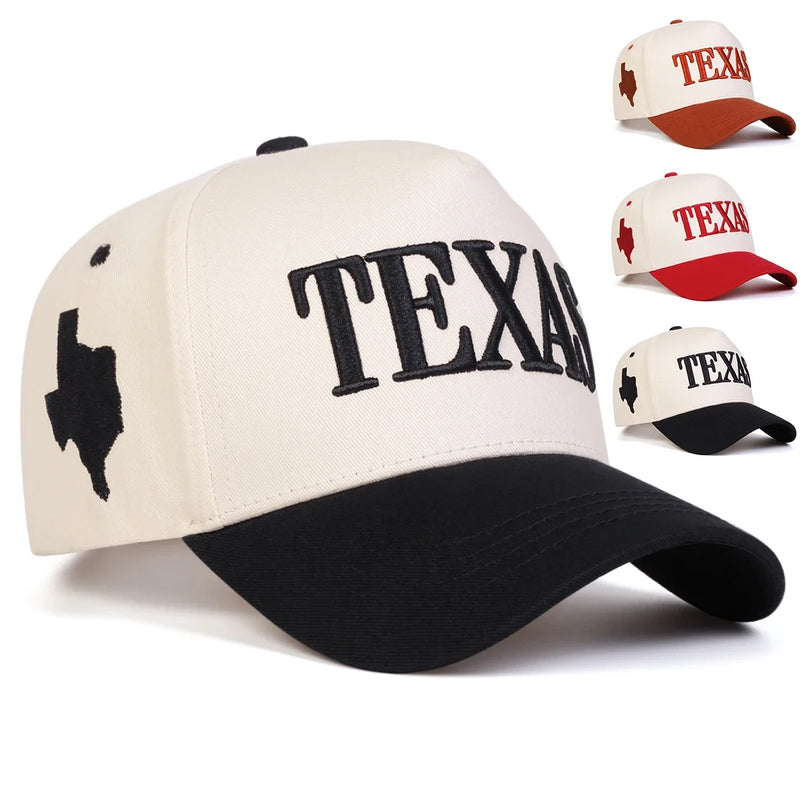 Unisex TEXAS Letter Embroidery Baseball Caps Spring Autumn Outdoor
