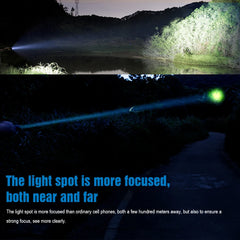 Comparison of light focus from a device on a dark outdoor setting