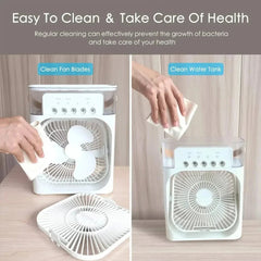 3-in-1 Portable Desktop Air Cooler - Fan, Humidifier & Purifier with LED Mood Light