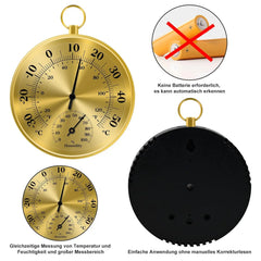 4" Analog Wall Thermometer & Hygrometer – No Battery, Indoor/Outdoor