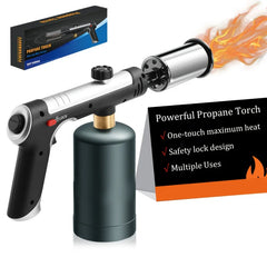 A powerful propane torch with a one-maximum flame function, a safety lock