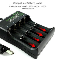 18650 Battery Charger | 1, 2 & 4 Slot | Compatible with 18650, 14500, 16340 & More