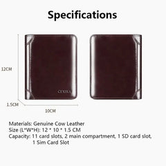 Men's RFID Blocking Genuine Leather Trifold Wallet — Coffee & Black