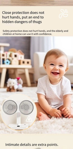Double Head Desktop Oscillating Fan USB Rechargeable 4000mAh Battery Powered Portable Automatic Rotating Table Fan 4 Gear Wind