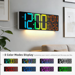 18-Inch RGB LED Wall Clock with Remote, Timer, Temperature & Date