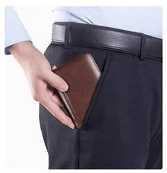 Men's RFID Blocking Genuine Leather Trifold Wallet — Coffee & Black