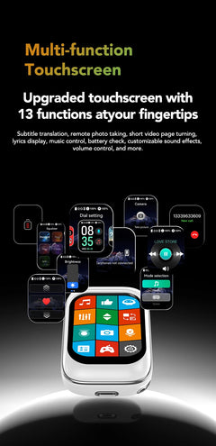 Smartwatch with multi-function touchscreen on a black background