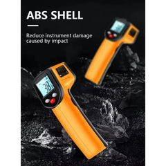 Infrared thermometer with ABS shell on a dark background