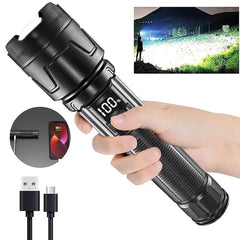 1000000LM Super Bright LED Flashlight Rechargeable USB-C Digital Display IPX8 Waterproof Long Lasting Camping Emergency