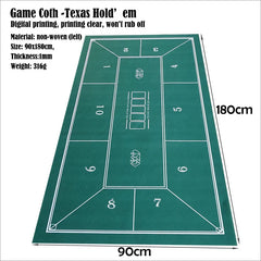 Texas Hold'em Mat 180x90cm Poker Card Game Table Cloth Casino Mat