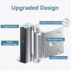 Door Reinforcement Lock – Aluminum Alloy, Anti-Theft, Childproof, 3-Inch Stop