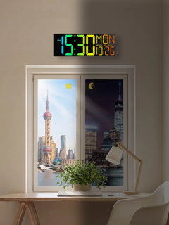 18-Inch RGB LED Wall Clock with Remote, Timer, Temperature & Date