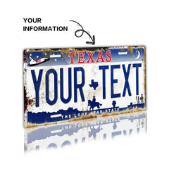 Custom Texas License Plate Aluminum Sign 6x12 Inch Personalized Garage