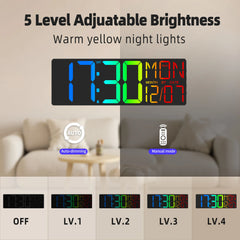 18-Inch RGB LED Wall Clock with Remote, Timer, Temperature & Date